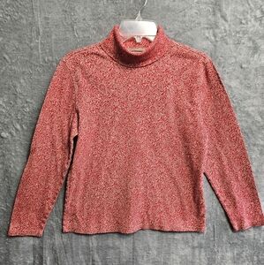 Basic Editions Women's Sz lg red Paisley Turtleneck top